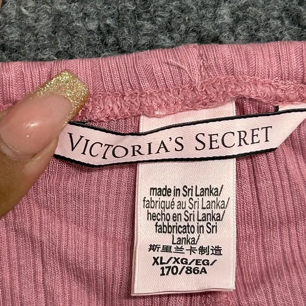 Victoria's Secret Pajama Shorts Womens XL Pink Ribbed Ruffle Trim Modal Cotton